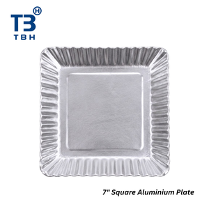 Assiette carrée en papier d'aluminium de 7 pouces de qualité alimentaire, résistante à la chaleur, pour la cuisson, idéale pour les marchés nocturnes et les plats à emporter, avec support OEM/ODM - Product Image 1