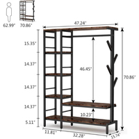 Porte-vêtements autoportant en métal, étagère de rangement ouverte, support de suspension multicouche pour vêtements, pour chambre, entrée, mobilier de maison