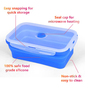 <strong>Collapsible</strong> Silicone Food Storage <strong>Container</strong> Foldable Meal Prep Lunch Box <strong>Containers</strong> Colorful Bento with Airtight Lids - Product Image 4