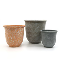 Yiyicai — Pot de fleurs rond en plastique, Pot pour plantes, décoration de bureau, en marbre gris, petits Cactus