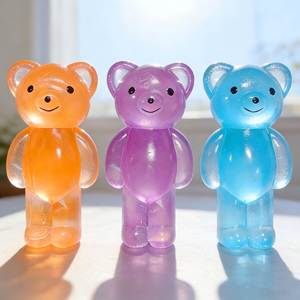 Jouet à presser en forme d'ours transparent à texture gelée, jouet anti-stress en silicone souple, nouveauté colorée pour soulager l'anxiété, jouet sensoriel - Product Image 3