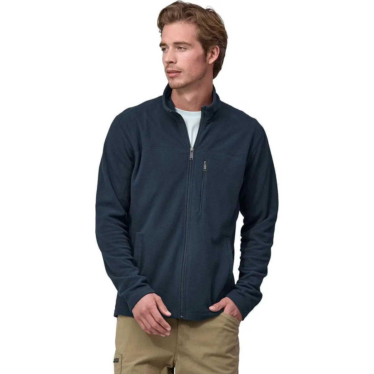 Jaqueta de lã leve com zíper completo para homens, jaqueta de design clássico para homens