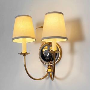 Lámpara de pared retro de hierro con doble brazo, lámpara de pared para dormitorio, luz interior de tela, para loft, pasillo, sala de estar, hotel, accesorio de iluminación - Product Image 1