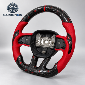 Volante Deportivo de Fibra de Carbono Roja Forjada con Luces LED para Dodge Charger Challenger Durango SRT 2020 2021 2023 Sin Airbag - Product Image 4