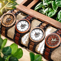 Jam Tangan Analog Mewah Olahraga Fashion Kayu Alami Buatan Tangan Ramah Lingkungan dengan Dial Kaca, Logo Kustom, dan Stopwatch