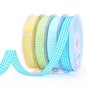 Ribest Custom Plaid Ribbon Satin 5-38mm 76 Colors Rolls Webbing Wholesale For Gift Packing