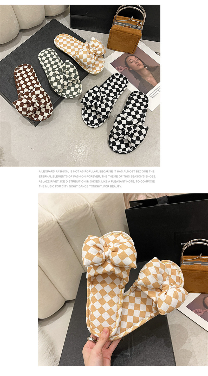 2023 Checkerboard Cross Thick Soft Cotton Slippers Outdoor Fashion Ringer Slippers House Shoes