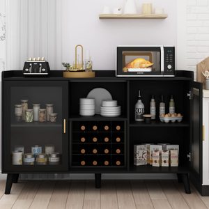 SENYU Meuble à vin multifonctionnel personnalisé, style italien moderne et minimaliste, en panneaux de bambou, pour salon ou entrée murale - Product Image 3