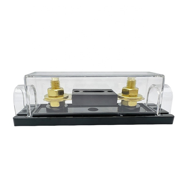 New Car Stereo Inline Zinc Alloy Fuse Holder 100A Black Base Transparent Cover 12V/24V ANL for Automotive Retrofit/Upgrade