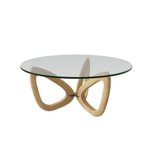 <span class=keywords><strong>Mesa</strong></span> de Centro de Diseño Nórdico Simple para Sala de Estar, Mueble de Madera Sólida con Vidrio Templado Redondo, Ecológico y Duradero - Product Image 5