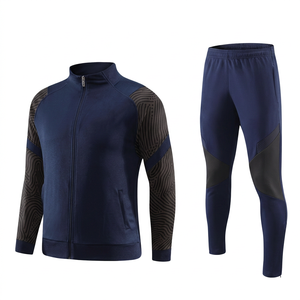 Men's Green Tracksuit Set Full Sleeve Zipper Jacket With Red Geometric Pattern Sporty Athletic Pants Quick Dry Autumn Wear - Product Image 5