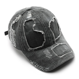 Thiết kế thời trang biểu tượng tùy chỉnh 3D thêu thư rửa bông CHA hat 6 Bảng điều chỉnh cong vành đau khổ <span class=keywords><strong>demin</strong></span> Mũ bóng chày - Product Image 3