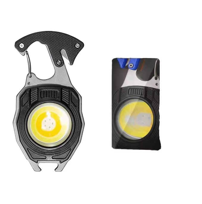 Multifunctional Portable LED COB Keychain Work Light IP65 Rechargeable ABS Material Cigarette Lighter Bottle Opener Magnetic