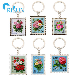 Portachiavi con Logo personalizzato con fiore personalizzato fin troppo bene portachiavi portachiavi con Logo personalizzato carta Co Cat Love francobollo Llavero - Product Image 1