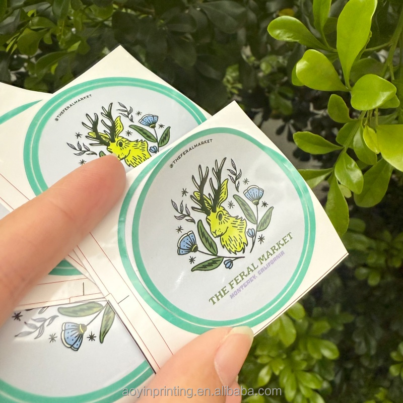 Wholesale Custom Color Round Paper Waterproof Self Adhesive Sticker Recyclable Cosmetic Packaging Label Color Custom Support