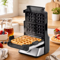 Anbolife Gaufrier Électrique Vertical 4 Tranches en Acier Inoxydable 1000W à Chauffage Rapide et Contrôle de Température, Fabrication Personnalisée