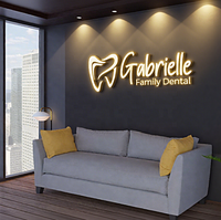 Pantalla de logotipo de la empresa, espejo dorado retroiluminado 3D, letras de canal iluminadas Led de acero inoxidable, letrero Led personalizado para dentista, letrero Led