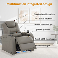 Sofa Recliner Elektrik Kulit Asli Modern dengan Kursi Busa Memori Rangka Kayu - Set Sofa Ruang Tamu 1+2+3
