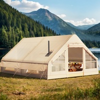 Tente gonflable de luxe 12 places en coton TC imperméable avec hublot et port pour poêle, idéale pour le camping, les événements, les fêtes et les cabanes.