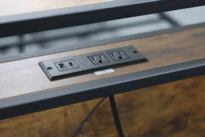 กรอบเตียงเหล็กไฟ LED สีน้ำตาลแบบย้อนยุคแบบทันสมัยลิ้นชักเก็บของขนาดใหญ่2อันทนทานช่องชาร์จอเนกประสงค์สำหรับห้องนอนอพาร์ทเมนต์ - Product Image 4