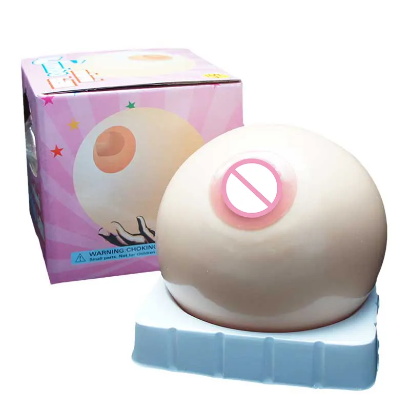 EN-71 Approved Soft Silicone Toy Party Funny Gift Big Size Squeezable Rubber Breast Model Ball