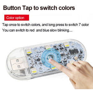 Lampe d'intérieur à capteur tactile à LED rechargeable USB sans fil pour voiture Lampe d'ambiance bleu nuit violet RVB 7 couleurs dôme blanc - Product Image 4