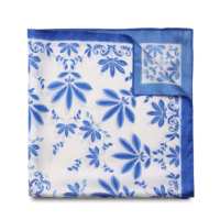 Foulard carré effet soie, imprimé floral bleu, en satin, pour cheveux et cou, pour femme