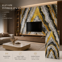 Panneau mural en PVC MORLENX en agate noire, blanche et or, effet marbre UV, pour projets d'aménagement de halls d'hôtels de luxe