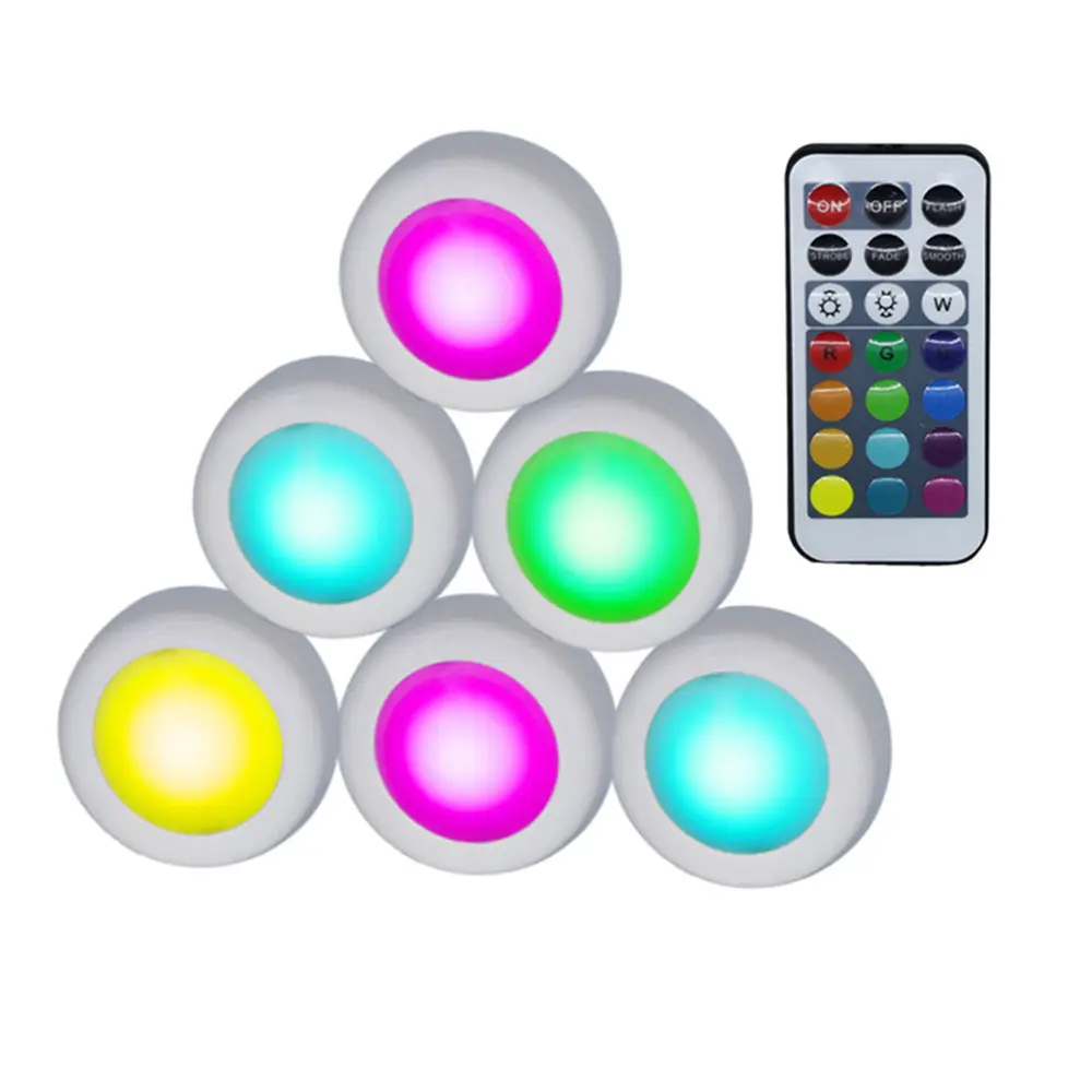 RGBW 13 renkler LED Puck işıkları denetleyici zamanlama altında kabine için dokunmatik sensör gece lambası dolap merdiven dolap dekorasyon