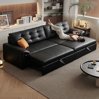 Extragroßes Leder-Schlafsofa Konvertierbares Schlafsofa Modernes Ausziehbares Sofa Multifunktionales Wohnzimmermöbel Apartment-Sofa