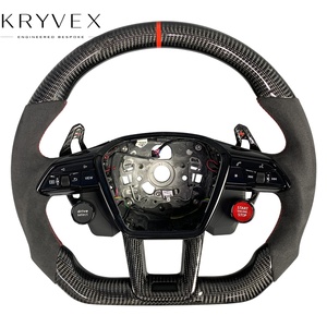 Volante Deportivo Kryvex Personalizado de Cuero Nappa y Fibra de Carbono, Agarre de 35 mm, 3 Radios, para <span class=keywords><strong>Audi</strong></span> A6/A7/A8/Q7 <span class=keywords><strong>2018</strong></span>-2025 S6 <span class=keywords><strong>RS6</strong></span> S7 RS7 S8 - Product Image 1