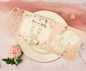 Dusty rose pâle bébé rose strass invitations personnalisées Fête D'Anniversaire