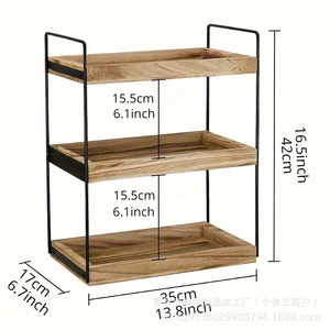 Ironwood Bathroom Storage Rack 3 Tier Freestanding Wooden <b>Shelf</b> For Cosmetics And Toiletries <b>Desktop</b> Organizer - Product Image 2