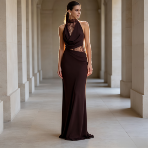 <span class=keywords><strong>Robe</strong></span> de soirée sirène en satin marron <span class=keywords><strong>chocolat</strong></span> avec encolure licou, <span class=keywords><strong>d</strong></span>écoupes en dentelle et col drapé, <span class=keywords><strong>robe</strong></span> de cérémonie, <span class=keywords><strong>robe</strong></span> longue pour invitée de mariage ou <span class=keywords><strong>demoiselle</strong></span> <span class=keywords><strong>d</strong></span>'<span class=keywords><strong>honneur</strong></span> - Product Image 6