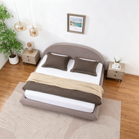 Lit en tissu moderne léger et facile à assembler, cadre de lit rembourré king size, lit plateforme queen size pour appartement en location temporaire