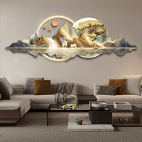 LED salon peinture décorative lumière luxe canapé fond mur paysage Ginkgo feuille décoration murale décoration maison