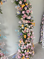 Nouvelle Composition Florale Artificielle en Forme d'Arche de Mariage Style Jardin de Monet avec Roses pour Décoration de Mariage, Noël et Remise de Diplôme