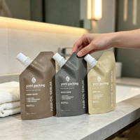 Emballage liquide recyclable écologique avec bec verseur pour le remplissage de shampoing et les cosmétiques