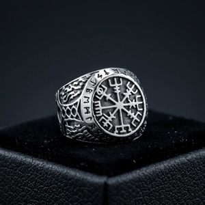 Anillo de acero inoxidable para hombre, cruz de runas vikingas, redondo, geométrico, estilo Hip Hop, joyería de regalo - Product Image 1