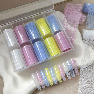 Lámina de Transferencia para Uñas con Diseño de Encaje <span class=keywords><strong>Color</strong></span> Macaron, 10 Rollos, Papel para Arte de Uñas con Patrón Floral, para Decoración de Manicura DIY y Suministros de Salón - Product Image 3