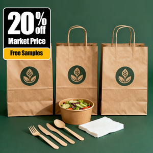 Sacs en <span class=keywords><strong>papier</strong></span> kraft à prix de gros pour les restaurants de restauration rapide et les cafés à emporter, sacs en <span class=keywords><strong>papier</strong></span> personnalisés imprimés, bon marché et durables - Product Image 2