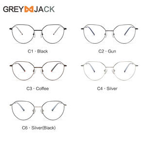 Monture de lunettes optiques polygonales artistiques Grey Jack en métal Me2006, pont moyen, unisexe - Product Image 3