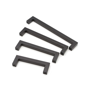 Modern <strong>Black</strong> Stainless Steel Durable Square Cabinet <strong>Door</strong> <strong>Knob</strong> Handle U-Shaped Extension Kitchen Hotel Living Room - Product Image 2
