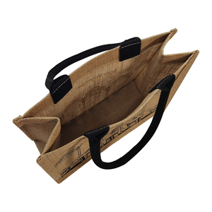 Sacs fourre-tout en <span class=keywords><strong>toile</strong></span> <span class=keywords><strong>de</strong></span> <span class=keywords><strong>jute</strong></span> <span class=keywords><strong>noire</strong></span> à longue poignée, écologiques, durables, laminés, pour usage quotidien, shopping, rangement, promotionnels - Product Image 2
