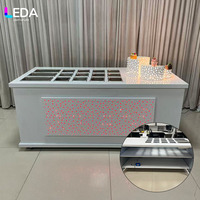 LEDA Chariot à bonbons mobile en métal personnalisé avec éclairage RGB, style simple, présentoir pour desserts et snacks, idéal pour la décoration de mariages et événements