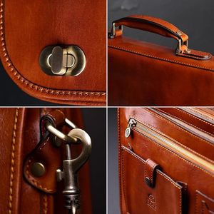 Custom Make Genuine Leather Casual Zipper <b>Briefcase</b> for Men <b>Laptop</b> Messenger <b>Bag</b> with Large Capacity Gift Box - Product Image 3