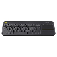 Logitech K400 Plus Keyboard sentuh nirkabel, dengan gaya membran Touchpad sentuhan MTI bawaan untuk penggunaan Desktop
