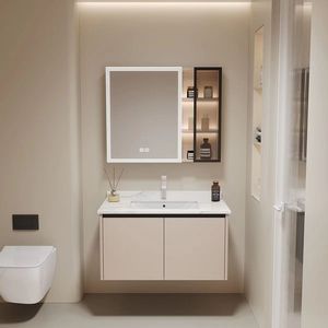 Montaje en pared estilo europeo muebles de baño vanidad gabinete conjuntos con mármol superior Led espejo para el hogar Hotel al por mayor - Product Image 3