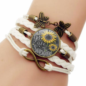 Pulsera <span class=keywords><strong>de</strong></span> girasol <span class=keywords><strong>de</strong></span> cuero multicapa, pulsera <span class=keywords><strong>de</strong></span> cuero You Are My Sunshine para <span class=keywords><strong>amistad</strong></span> y hermanas - Product Image 4