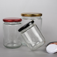 Grand pot rond en verre recyclé de 500ml 1000ml avec couvercle en métal